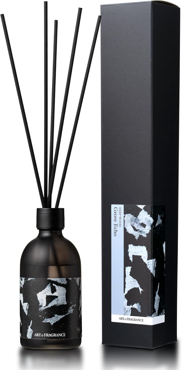 [ART & FRAGRANCE] Grove Echo ヒノキ 香りを飾るリードディフューザー アート フレグランス 日本製 消臭 約2〜3ヶ月香る 部屋用 芳香剤 ギフト 寝室 リビング オフィス 美容室 カフェ ホテル スティック付き 梅雨 アートアンドフレグランス (ヒノキとモミの澄んだ木の香り/250ml)