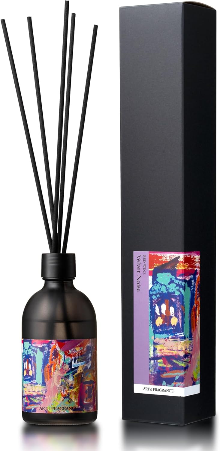 [ART & FRAGRANCE] Velvet Noise 赤ワイン 香りを飾るリードディフューザー アート フレグランス 日本製 約2〜3ヶ月香る 部屋用 芳香剤 消臭 ギフト 寝室 リビング オフィス 美容室 カフェ ホテル スティック付き アートアンドフレグランス (赤ワインの深く艶やかな香り/250ml)