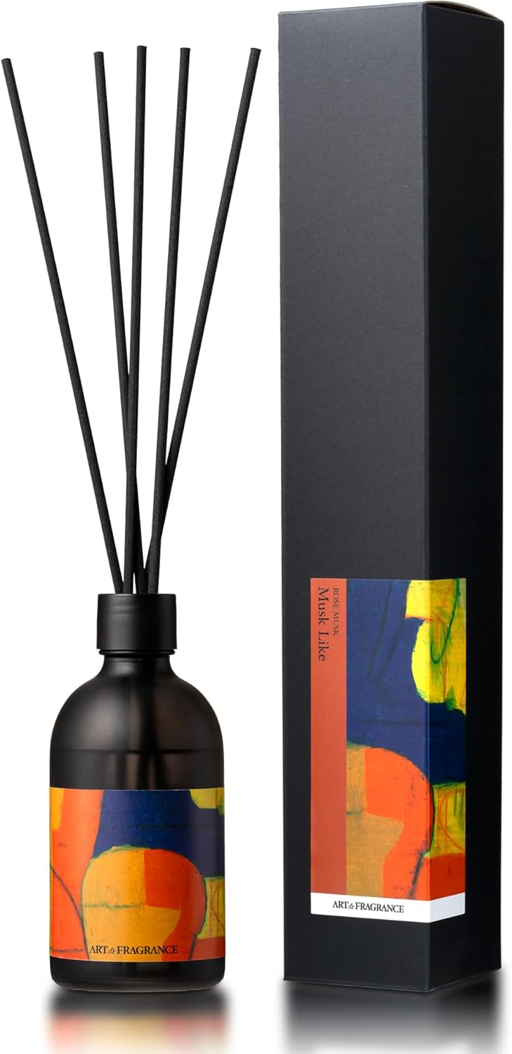 [ART & FRAGRANCE] Musk Like ムスク 香りを飾るリードディフューザー アート フレグランス 日本製 約2〜3ヶ月香る 部屋用 芳香剤 消臭 ギフト 寝室 リビング オフィス 美容室 カフェ ホテル スティック付き アートアンドフレグランス(静かなムスクの丸みの中にティーローズの香り/250ml)