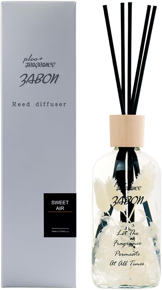 プルプラ ZABON リードディフューザー ルームフレグランス 500ml 大容量 約6ヶ月分 芳香剤 スティック付き ドライフラワー ハーバーリウム (スイートエアー)