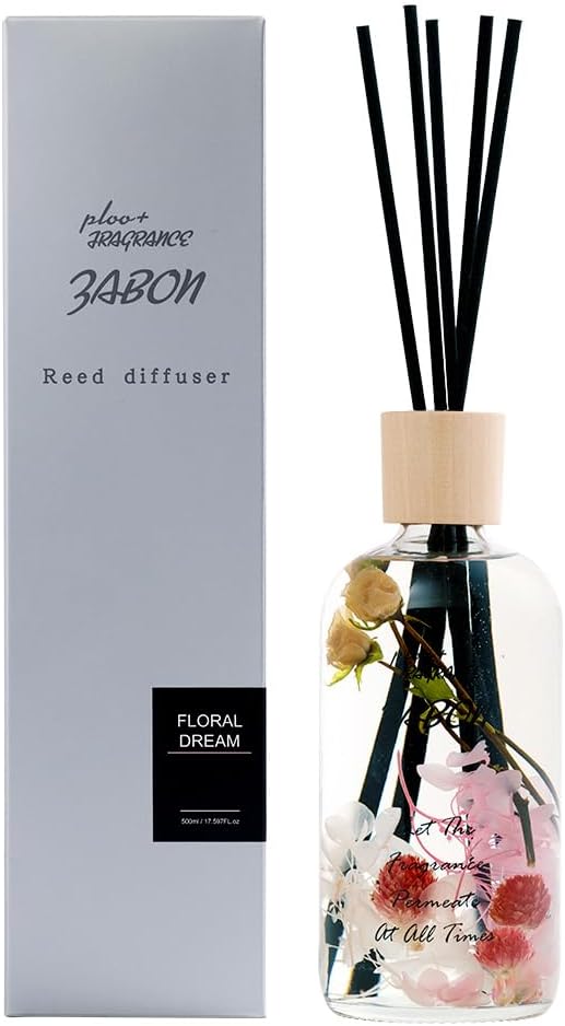 プルプラ ZABON リードディフューザー ルームフレグランス 500ml 大容量 約6ヶ月分 芳香剤 スティック付き ドライフラワー ハーバーリウム (フローラルドリーム)
