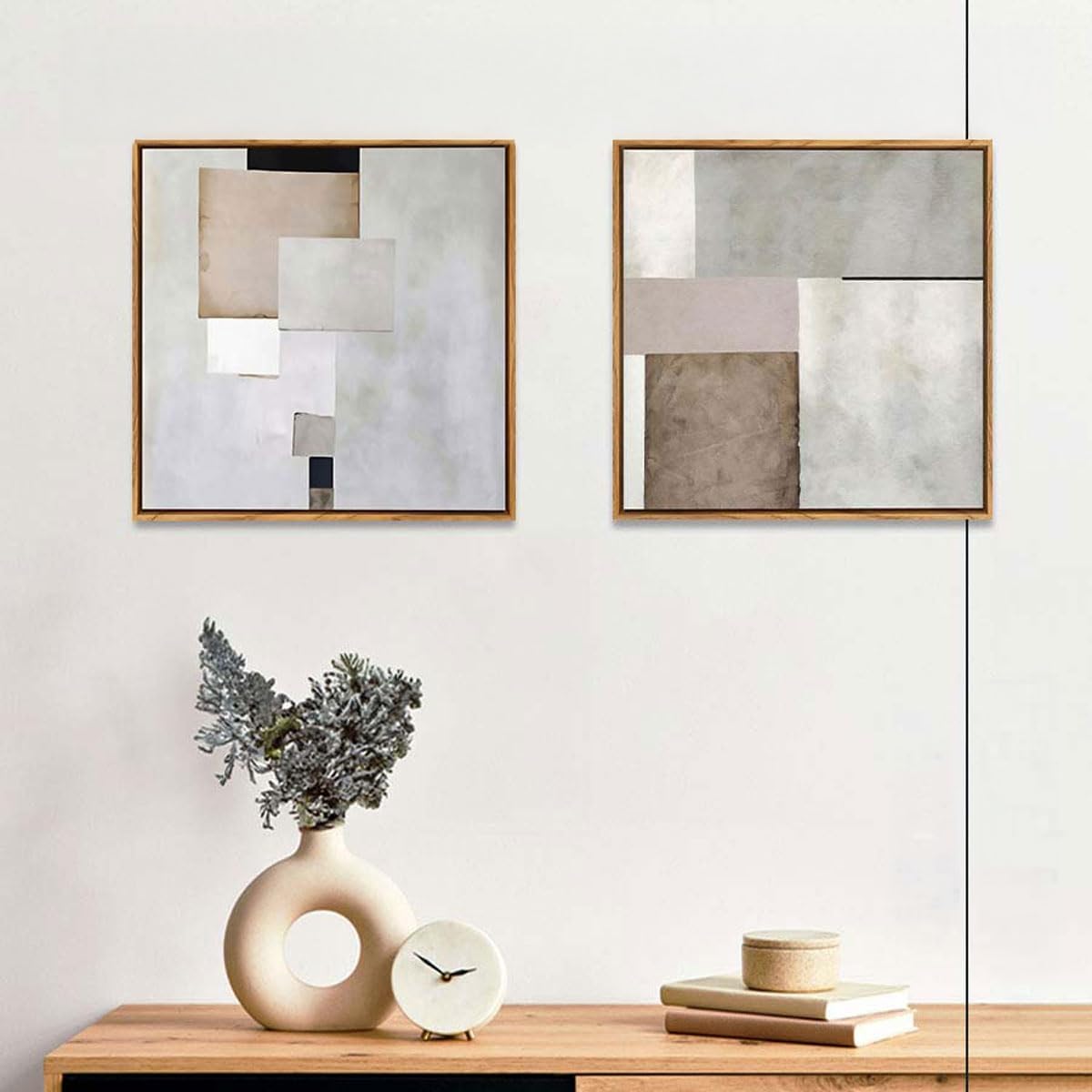 LUMIRA アートパネル 2枚セット 32cm×32cm 北欧 インテリア 絵画 グレー ブラック シンプル 上品なデザイン 壁掛け リビング 玄関 寝室 おしゃれでバランスの取れた組み合わせ ホテルライクインテリア 額付き アートフレーム ルミラ (lu-ef)