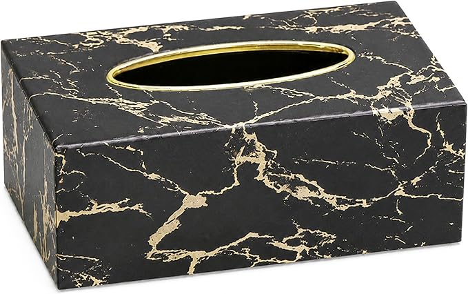 Queen-b ティッシュケース 大理石調 ホテルライク PVC マグネット おしゃれ ゴールド ボックス カバー 卓上 インテリア ギフト ブラック サムネイル