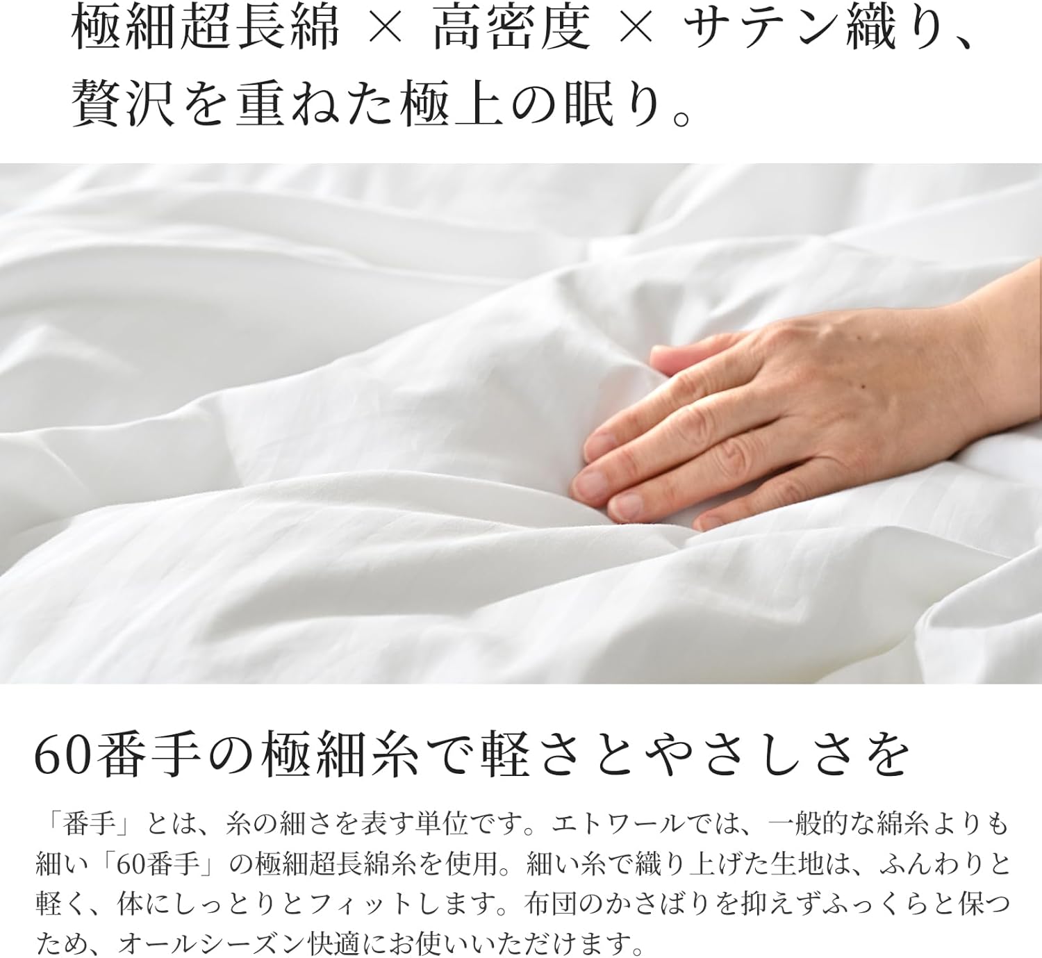 日本製 掛け布団カバー セミダブル 綿100% サテンストライプ 高密度生地315本 防ダニ 高級ホテル 布団カバー 北欧 おしゃれ コットン 掛けカバー エトワール (セミダブル, グレージュ) サムネイル