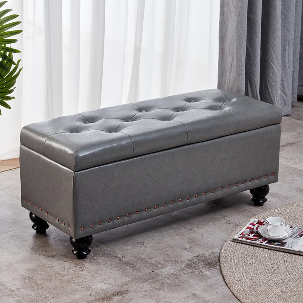 THLD 収納 スツール グレー1 ボックス スツール 収納スツール ベンチソファー 椅子 イス オットマン ベンチ ボックス 60*40*43cm 1人掛け ソファー チェア オットマン 椅子 ローソファー ローソファ ソファ フロアソファ ボックススツール ドレッサー 足置き